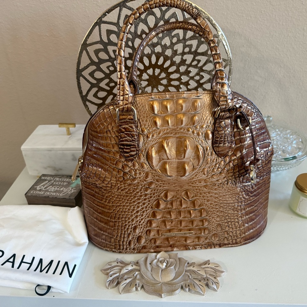 Brahmin Saddle Melbourne Croc-Embossed Satchel